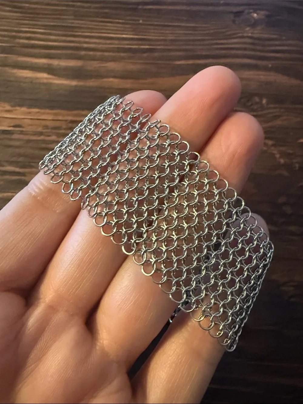 Mesh Chainmail Bracelet with Silver Plate Accent